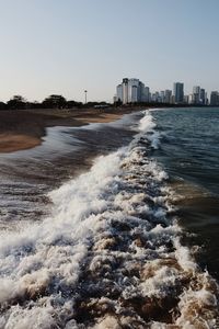 Scenic view of sea against clear sky