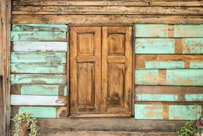 Closed wooden door