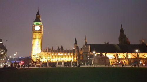 Illuminated city at night