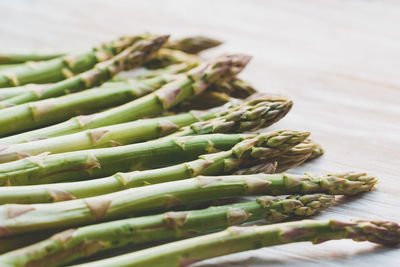 Close-up of asparagus on table