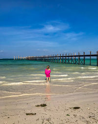 Blonde woman at kiwengwa beach