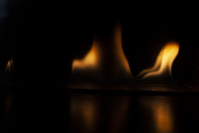 Close-up of fire in the dark