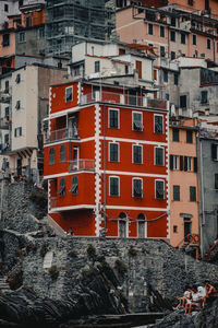 High angle view of buildings in city