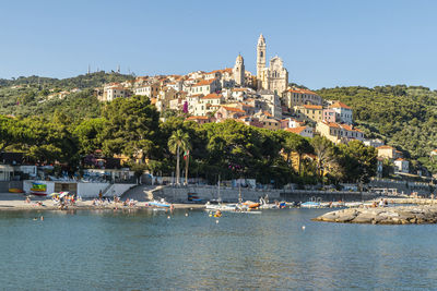 View of town by buildings in city