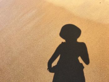Shadow of person on sand