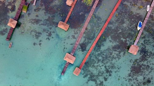 High angle view of swimming pool in lake