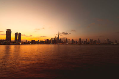 View of city at sunset