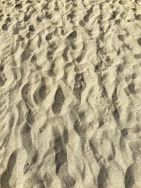 High angle view of footprints on sand