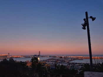 Scenic view of sea against clear sky during sunset