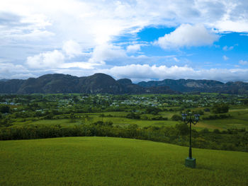 Scenic view of field against sky