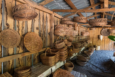 Wicker basket for sale in market