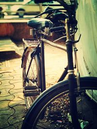 Close-up of bicycle wheel