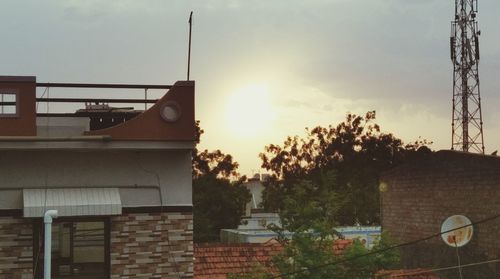 Low angle view of building against sky during sunset