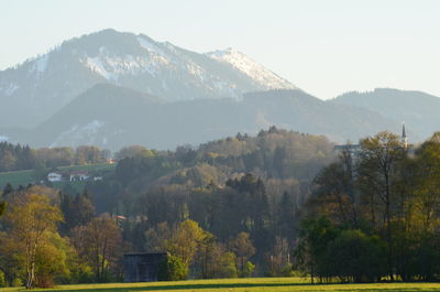 Scenic view of mountains against sky during autumn