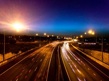 Light trails on highway at night