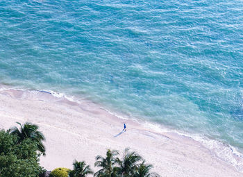 Aerial view of man on beach