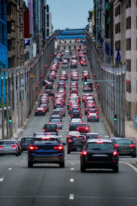 Traffic on road in city