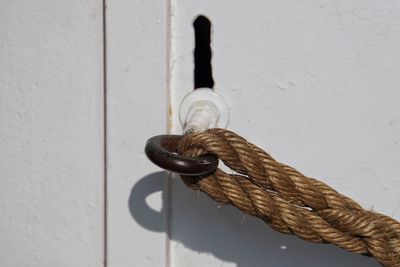 Close-up of rope on wall