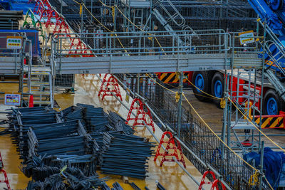 High angle view of metal grate