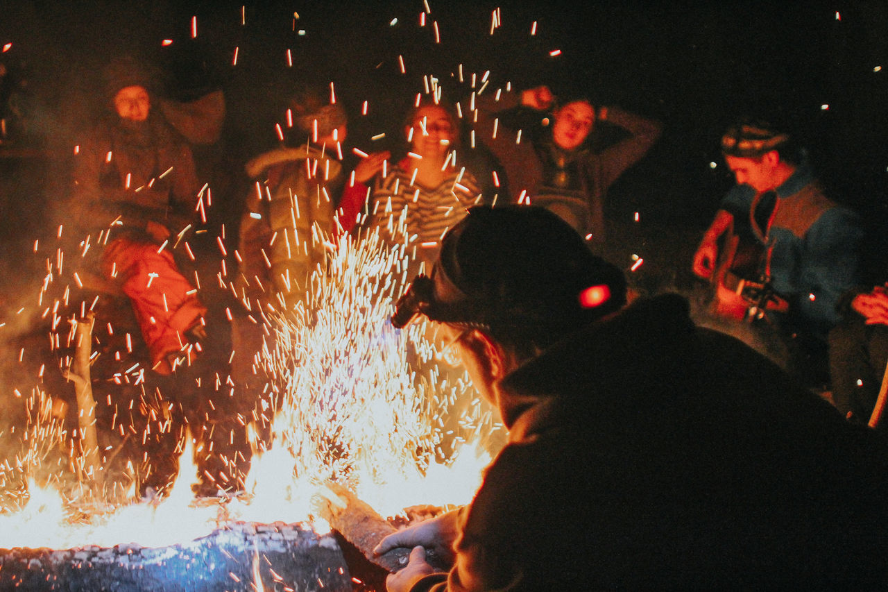 heat - temperature, real people, men, night, outdoors, only men, adults only, people, close-up, adult