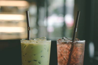 Close-up of drink on glass