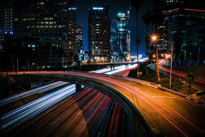 Light trails on city at night