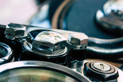 Close-up of camera on table