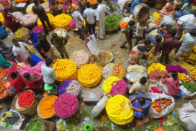 High angle view of various objects for sale