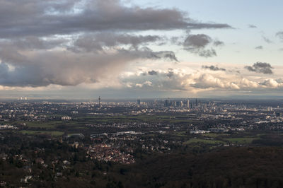 Aerial view of cityscape against sky