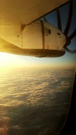 Sun shining through airplane