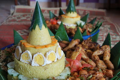 High angle view of cake on table