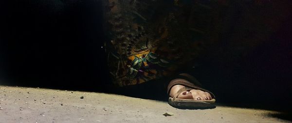 High angle portrait of man resting on sand