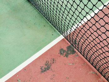 High angle view of tennis net