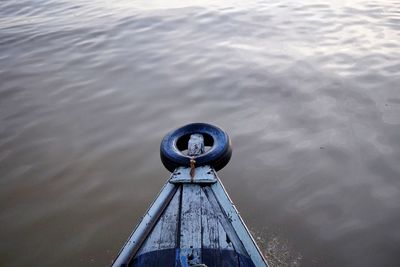 High angle view of ship moored in lake