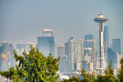 Modern buildings against sky in city