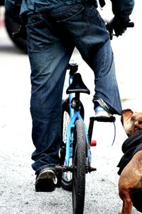 Low section of man on motorcycle