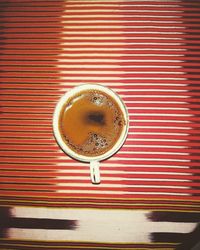 High angle view of coffee on table