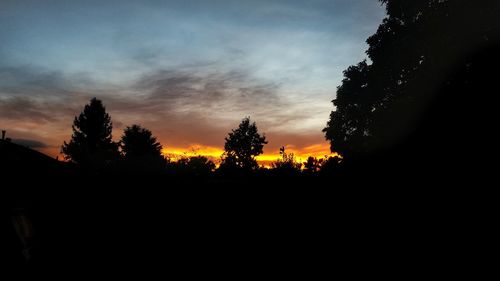 Silhouette trees against sky during sunset