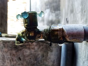 Close-up of water pipe from faucet