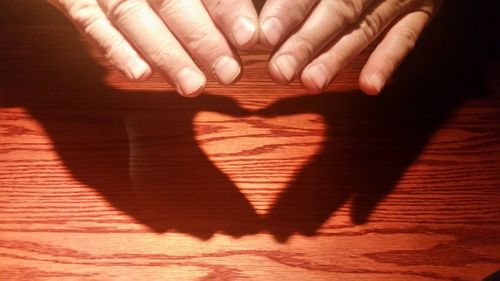 Close-up of shadow on table