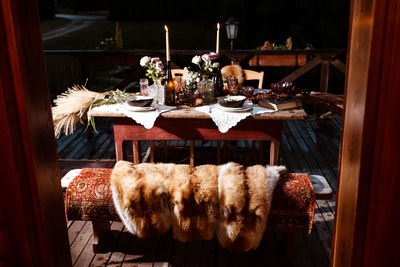 Close-up of food on table
