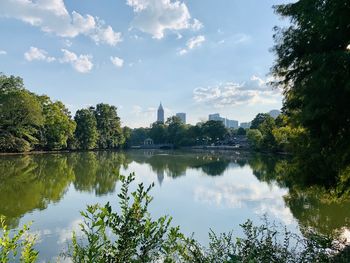 Scenic view of lake against sky