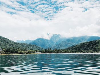 Scenic view of lake against sky