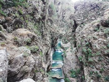 Scenic view of river amidst rock formation