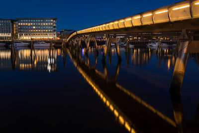 Pedestrian bridge at night in trondheim norway