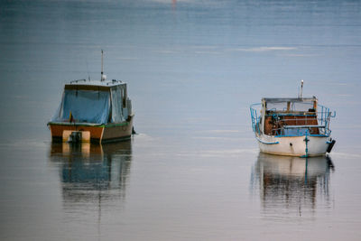 Fishing boat sailing in river