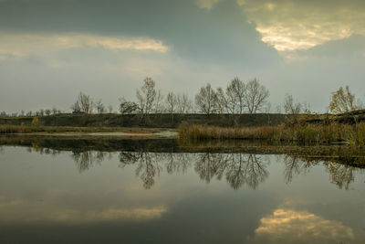 Scenic view of lake against sky