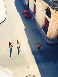 High angle view of city street