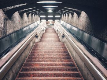 High angle view of empty subway