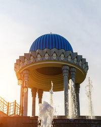 Low angle view of fountain against clear sky